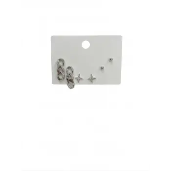 Zincir Detaylı Altılı Küpe - Kp00558