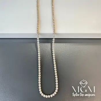 2 Mm  Zirkon Taşlı Pirinç Kolyeler 40+5 Cm Uzatma Payı - Kl0081
