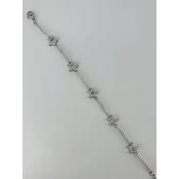 Rodyum Zirkon Taşlı Pirinç Bileklikler 17+4 Cm  - Kbl0375