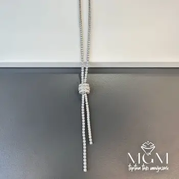 Rodyum 2 Mm Zirkon Taşlı Pirinç Kolyeler 48+5 Cm Uzatma Payı - Kl0087