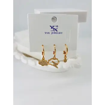 Zirkon Taşlı Üçlü Kombin Küpe - Kp00061