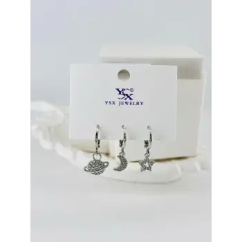 Zirkon Taşlı Üçlü Kombin Küpe - Kp00411