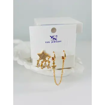 Zirkon Taşlı Üçlü Kombin Küpe - Kp00366