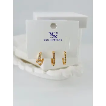 Zirkon Taşlı Üçlü Kombin Küpe - Kp00090