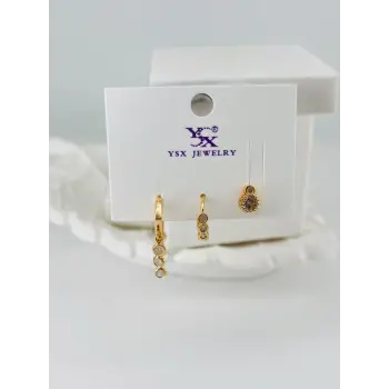 Zirkon Taşlı Üçlü Kombin Küpe - Kp00438