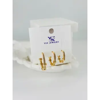 Zirkon Taşlı Üçlü Kombin Küpe - Kp00371