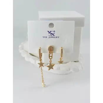 Zirkon Taşlı Üçlü Kombin Küpe - Kp00068