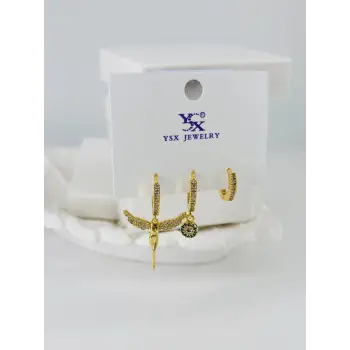Zirkon Taşlı Üçlü Kombin Küpe - Kp00395