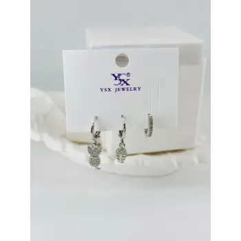 Zirkon Taşlı Üçlü Kombin Küpe - Kp00429