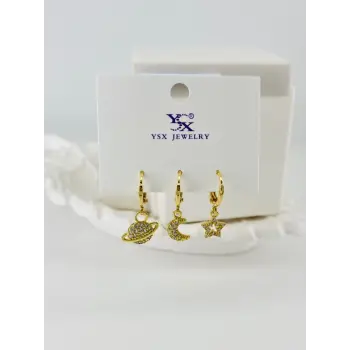 Zirkon Taşlı Üçlü Kombin Küpe - Kp00412
