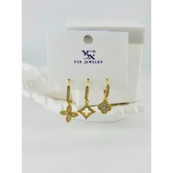 Zirkon Taşlı Üçlü Kombin Küpe - Kp00408