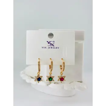 Zirkon Taşlı Üçlü Kombin Küpe - Kp00074
