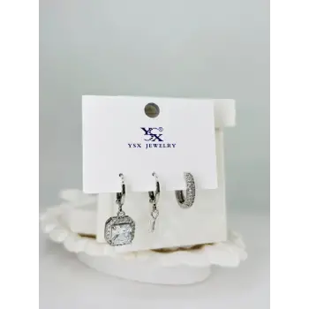 Zirkon Taşlı Üçlü Kombin Küpe - Kp00375
