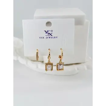 Zirkon Taşlı Üçlü Kombin Küpe - Kp00433