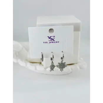 Zirkon Taşlı Üçlü Kombin Küpe - Kp00431