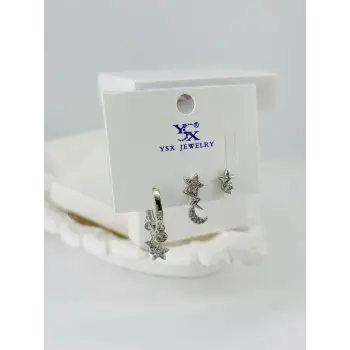 Zirkon Taşlı Üçlü Kombin Küpe - Kp00069