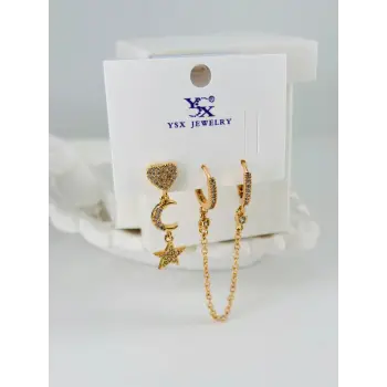 Zirkon Taşlı Üçlü Kombin Küpe - Kp00048