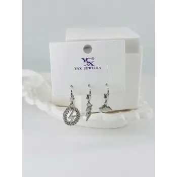 Zirkon Taşlı Üçlü Kombin Küpe - Kp00437