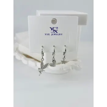 Zirkon Taşlı Üçlü Kombin Küpe - Kp00054