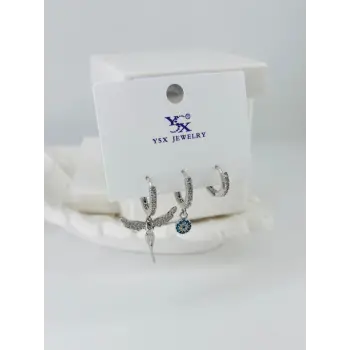 Zirkon Taşlı Üçlü Kombin Küpe - Kp00394