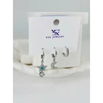 Zirkon Taşlı Üçlü Kombin Küpe - Kp00379