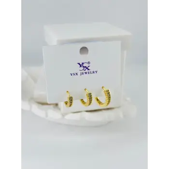 Zirkon Taşlı Üçlü Kombin Küpe - Kp00393