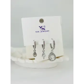 Zirkon Taşlı Üçlü Kombin Küpe - Kp00377