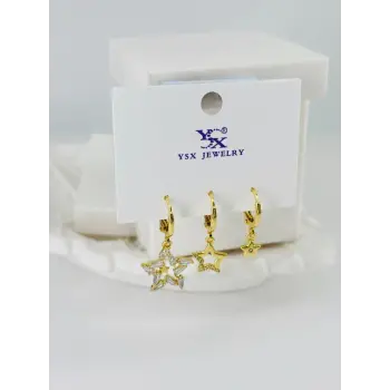 Zirkon Taşlı Üçlü Kombin Küpe - Kp00389