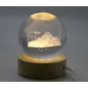 3d Kristal Cam Küre Ahşap Soketli İstanbul Temalı Led Lamba Aalk2574