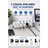 5’li Akım Korumalı Çoklu Priz 2 Metre Kablolu 3680w 16a 5 Anahtarlı 2usb-a 2 Usb-c Pd 20w Hızlı Ftr-28