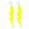 80’ler 9039lar Retro Neon Sarı Şimşek Küpe 10 Cm