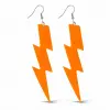 80’ler 9039lar Retro Neon Turuncu Şimşek Küpe 10 Cm