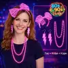 80’ler 90’lar Neon Pembe Parti Seti – Kolye Küpe Taç