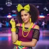 80’ler 90’lar Neon Sarı Parti Seti – Kolye Küpe Taç