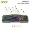 Acer OKW213 Gri RGB Rainbow Backlit Gaming Keyboard Rainbow (Kablo Uzunluğu 1,5mt) (KDO)