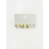   Zirkon Taşlı Pirinç Altılı  Kombin Küpe - Kp00619