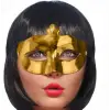 Altın Renk Kostüm Partisi Ekstra Parlak Balo Maskesi 15x10 Cm