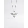Rodyum Zirkon Taşlı Zincir : Çelik Çelik Kolye 40+5 Cm - Kl0282