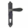 Antika Tarz Dekoratif Pirinç Çiçekli Yale Kapı Kolu - 240x40 Mm, Oksit