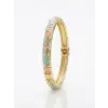 AQua Petal Pembe  & Su Yeşili Mine İşlemeli Kelepçe Bileklik - Kbl0451