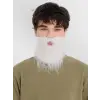 Beyaz Kırçıllı Arkadan Lastikli Beyaz Takma Sakal Yetişkin Çocuk Uyumlu