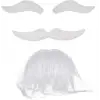 Beyaz Renk Kendinden Yapışkanlı Takma Sakal Bıyık Ve Kaş Seti