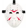 Beyaz Renk Kırmızı Çizgili Tam Yüz Hokey Jason Maskesi Hannibal Maskesi