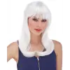 Beyaz Renk Uzun Düz Parti Peruğu