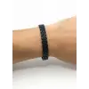 Siyah Çelik  Erkek Çelik Bileklik Boy 21.5 Cm / En 1.0 Cm  - Ebl0066