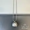Rodyum İnci Taşlı Zincir Çelik Uç Kısmı Pirinç Kolyeler 40 + 5 Cm Uzatma Payı - Kl0113