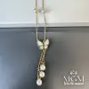 Çelik Sedef Taşlı Kelebek İncili Kolye - Kl0169