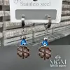 Çelik Yonca Nazar Boncuklu Küpe - Kp00110