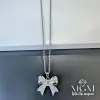 Rodyum Zirkon Taşlı Zincir Çelik Uç Kısmı Pirinç Kolyeler 40 + 5 Cm Uzatma Payı - Kl0149
