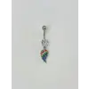 Çok Renkli Melek Kanadı Sallantılı Göbek Piercing - Pg0073